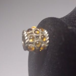 RARE Judith Ripka SS Citrine Diamonique Barrel  Slider Bracelet Charm